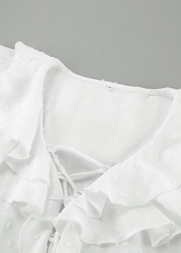 Delphine - Ruffled Lace-up Blouse