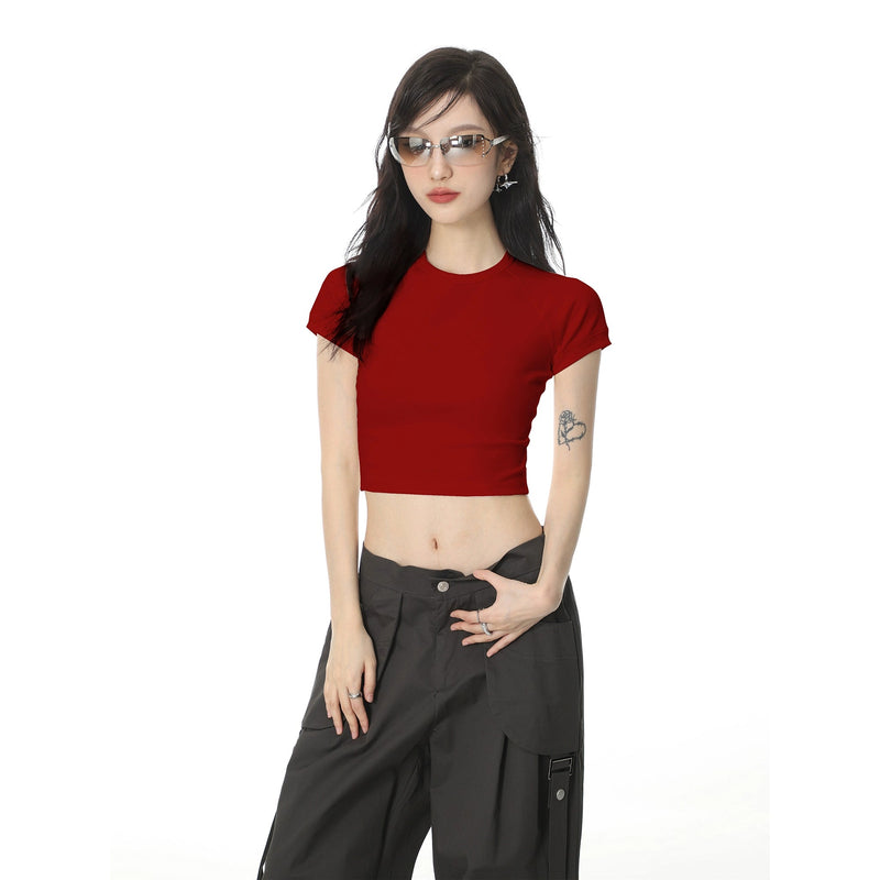 Color Regular Shoulder Short Sleeve T-shirt