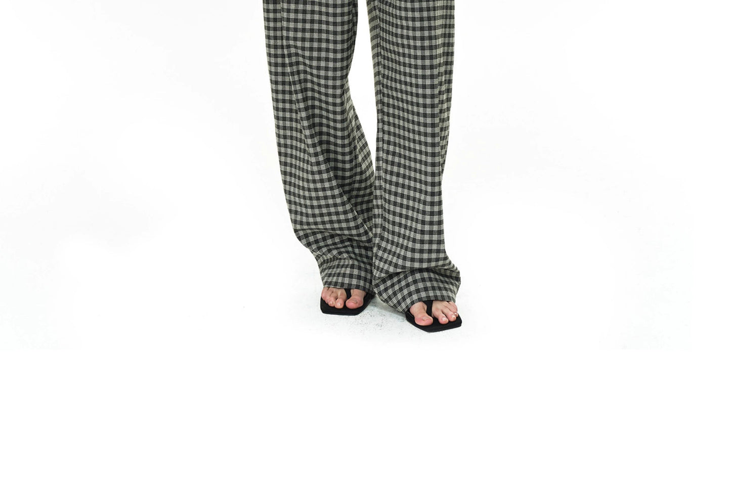Grey and Black Checkered Loose Pants