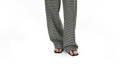 Grey and Black Checkered Loose Pants