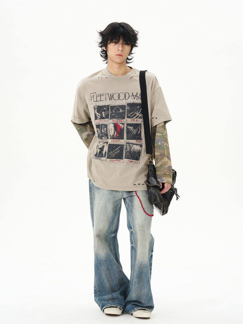 Layered Camo Sleeve T-shirt
