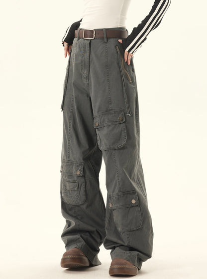Multi-utility Pocket Wide-leg Cargo Pants