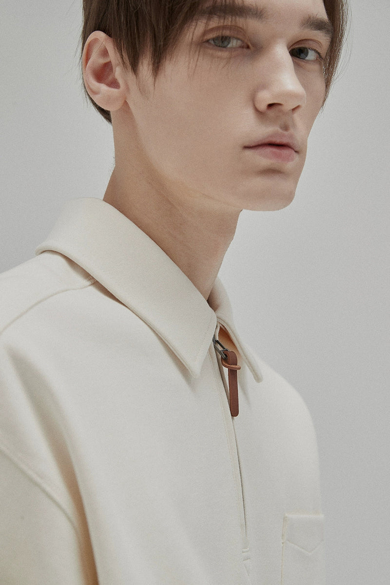 Half-zip Polo Collar Pocket Oversized Sweatshirt