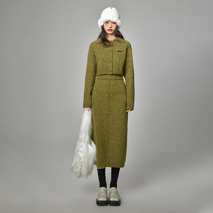 Knitted Suit Dress Autumn Slim Fit High Grade Gentle Graceful Fashionable Two Piece Sweater
