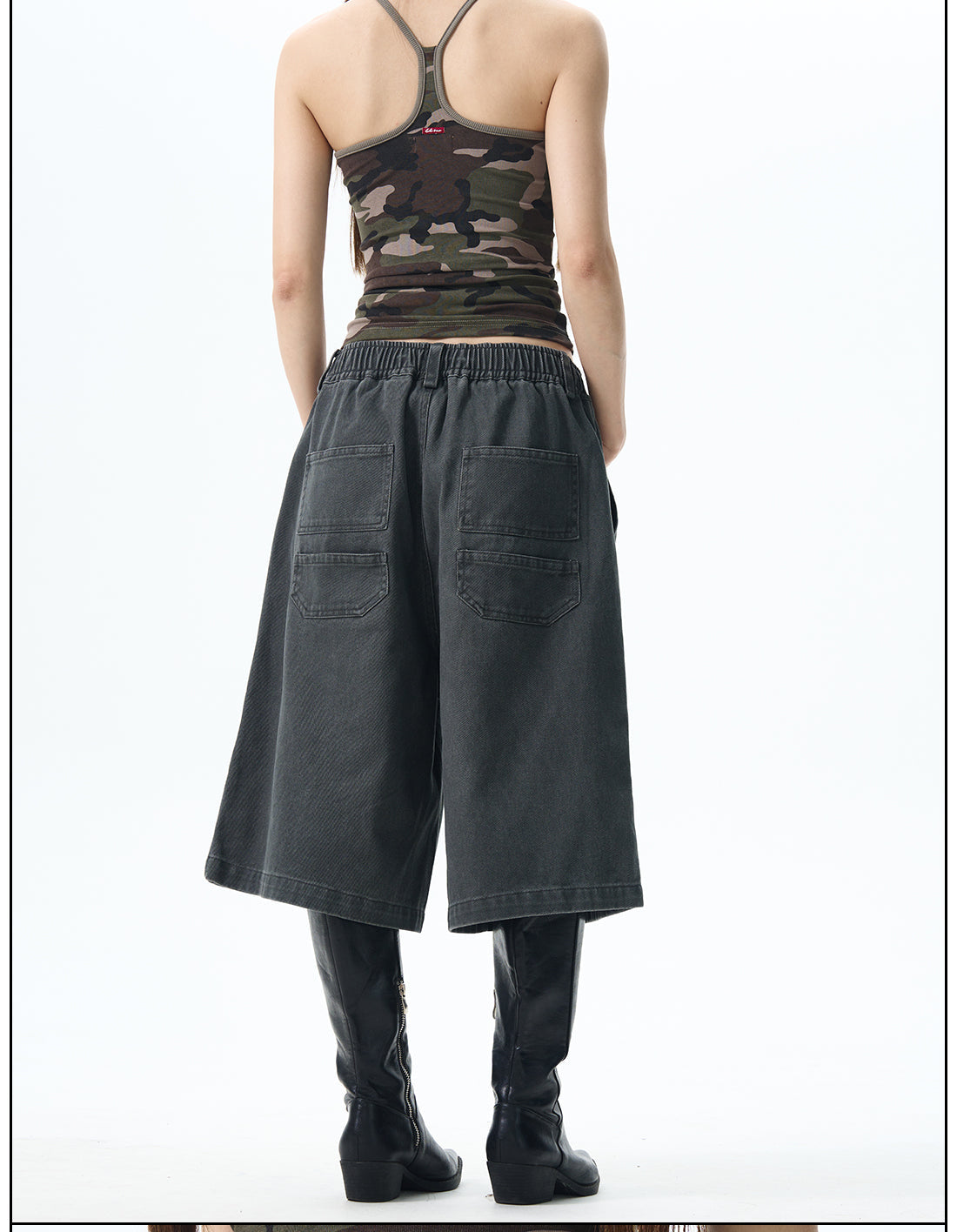 Khaki Wide-leg Cargo Shorts