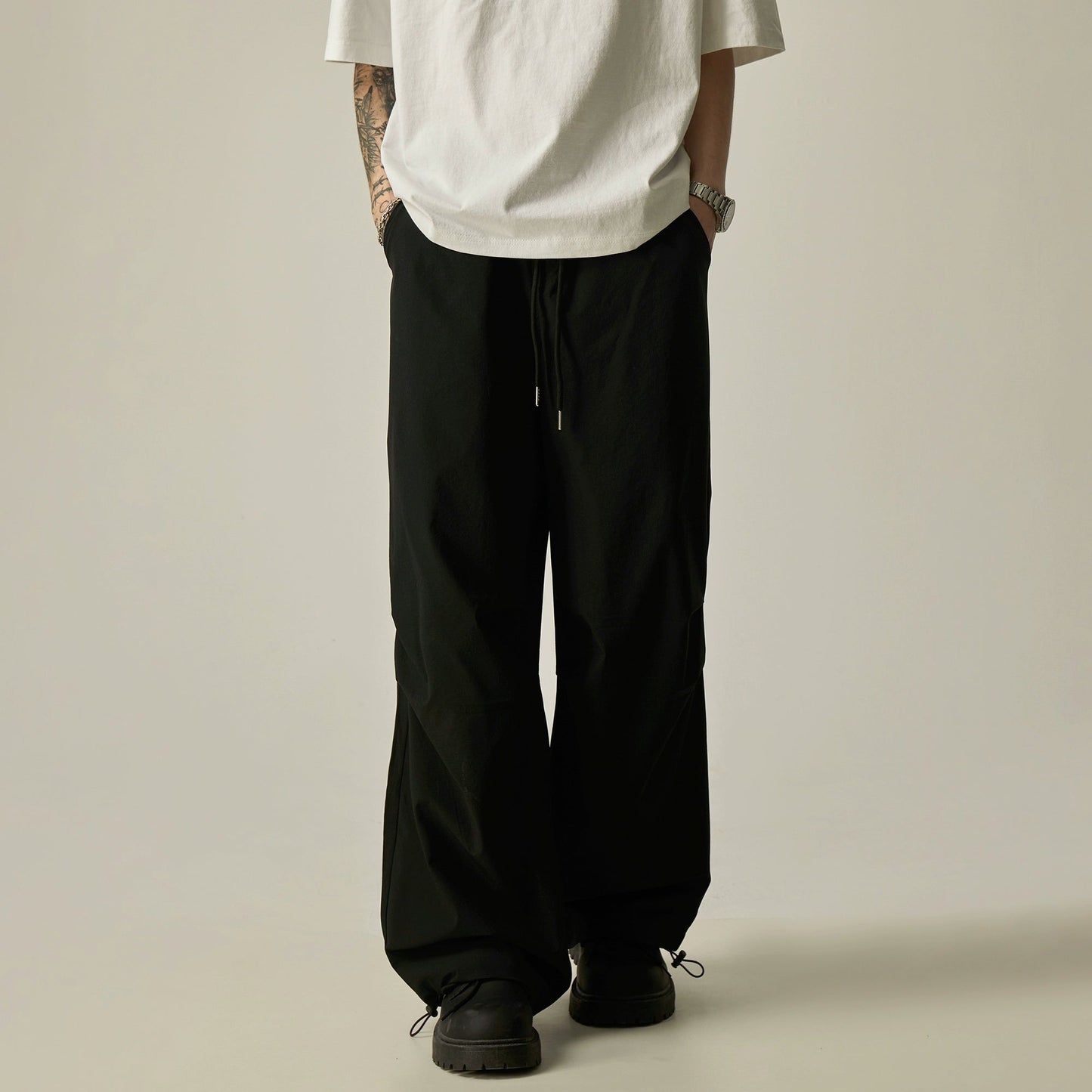 Gray Loose Drawstring Pants
