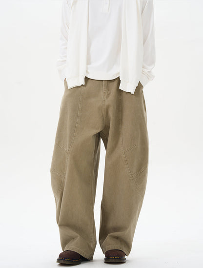 Olive Wide-leg Cargo Chain Pants