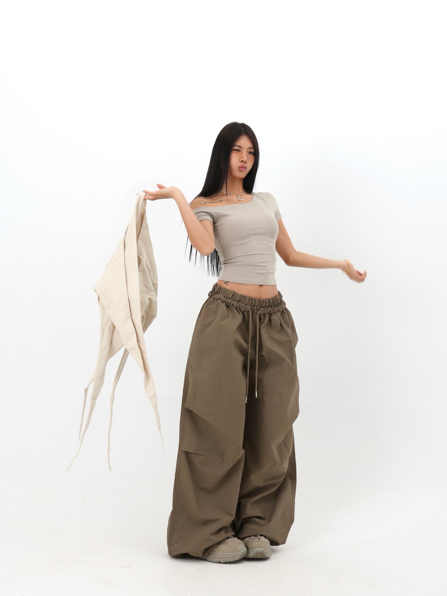 Wrap Waist Parachute Pants