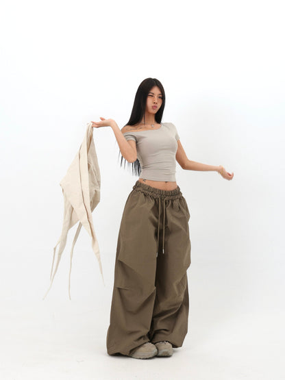 Wrap Waist Parachute Pants