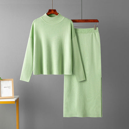 Clothing Autumn Loose Long Skirt Two Piece Suit Sweater