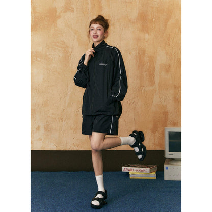 Ezek Two-piece Tracksuit - Lightweight Zip-up Jacket and Shorts Set for Sports and Leisure