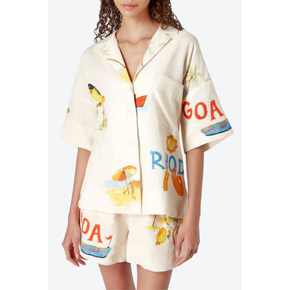 Spring Summer Vacation Flip Batwing Sleeve Set Loose Pockets Two-piece Set for