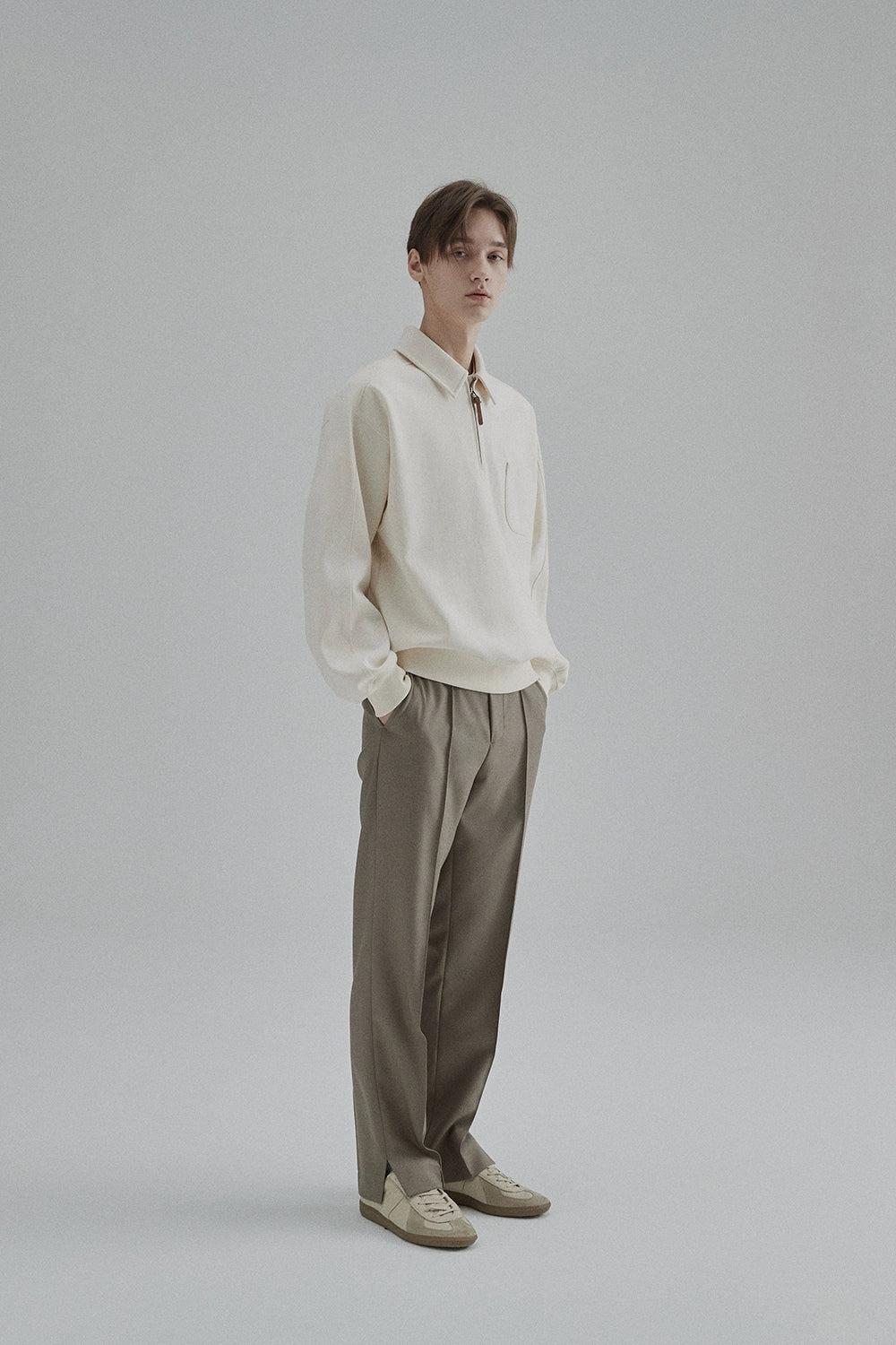 Half-zip Polo Collar Pocket Oversized Sweatshirt