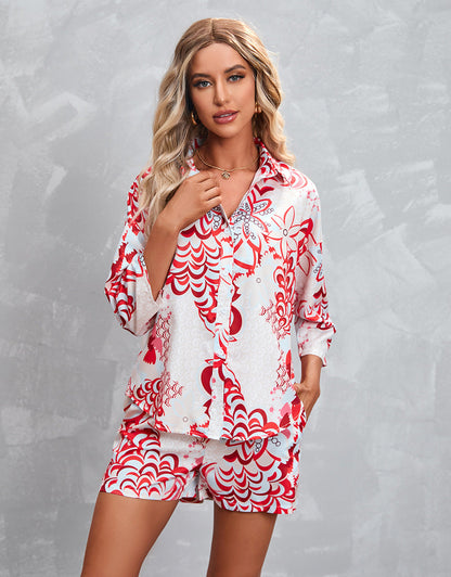 Clothing Printed 3/4 Sleeves Shorts Suit
