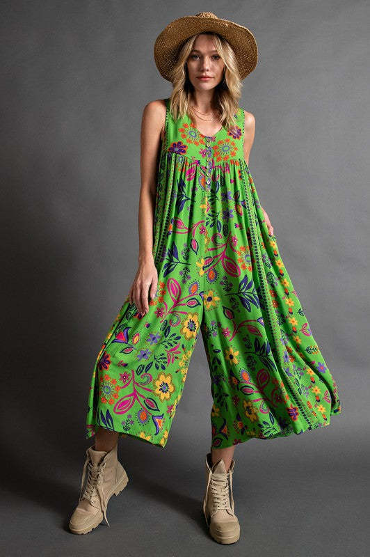 Summer Clothing Printed Loose Sleeveless Jumpsuit