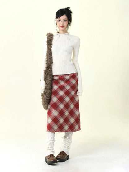 High-waisted Plaid Skirt