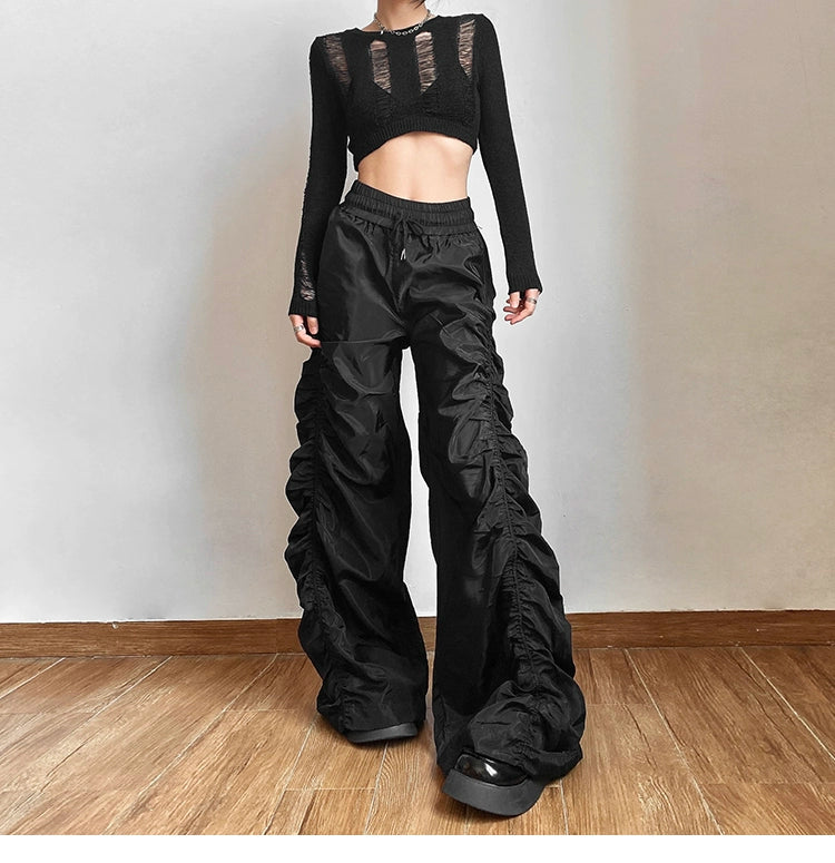 High-waist Pleated Wide-leg Pants