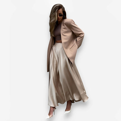 High-waisted Satin Long Skirt