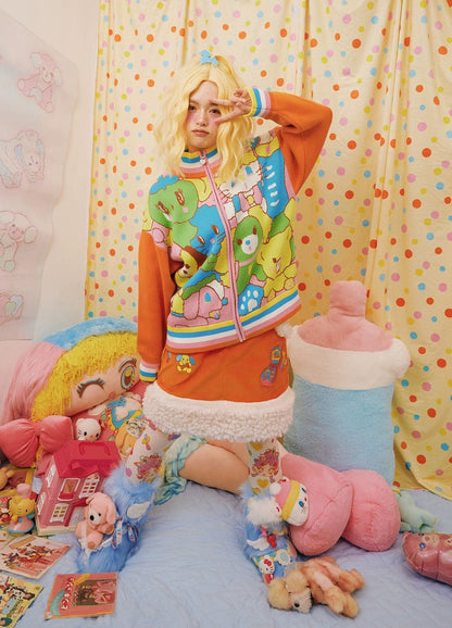 Corduroy Plush Patchwork Thick Short Skirt