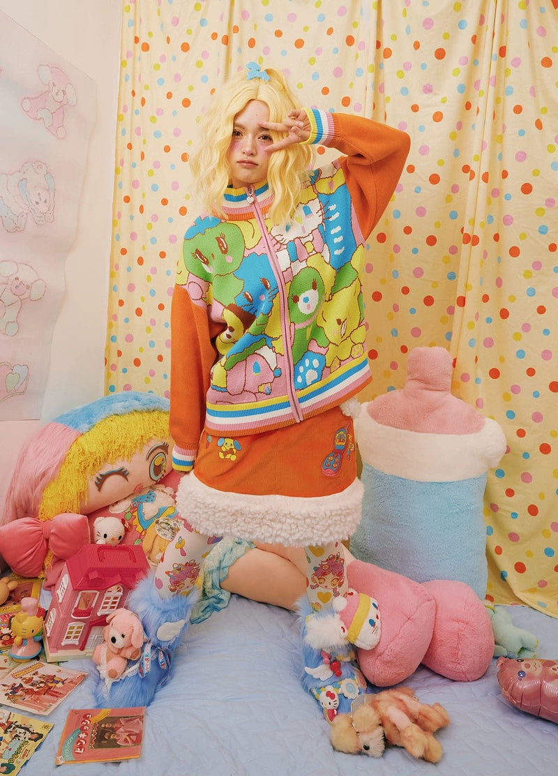 Corduroy Plush Patchwork Thick Short Skirt