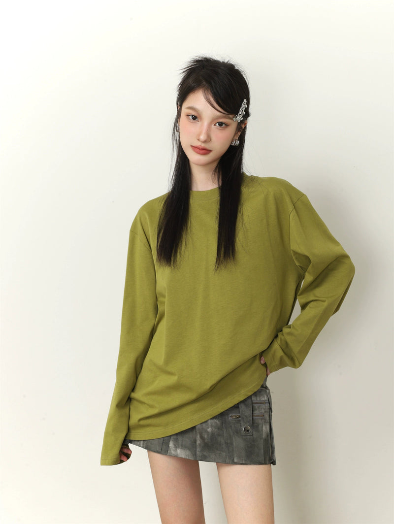 Color Loose Long Sleeve T-shirt