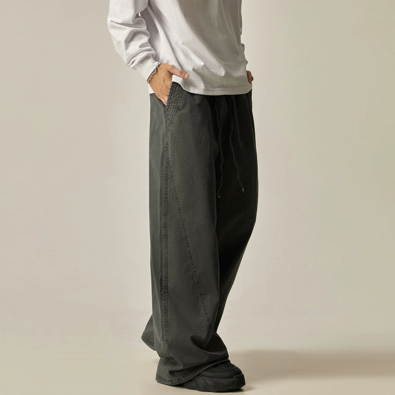 Brown Loose Drawstring Wide Pants