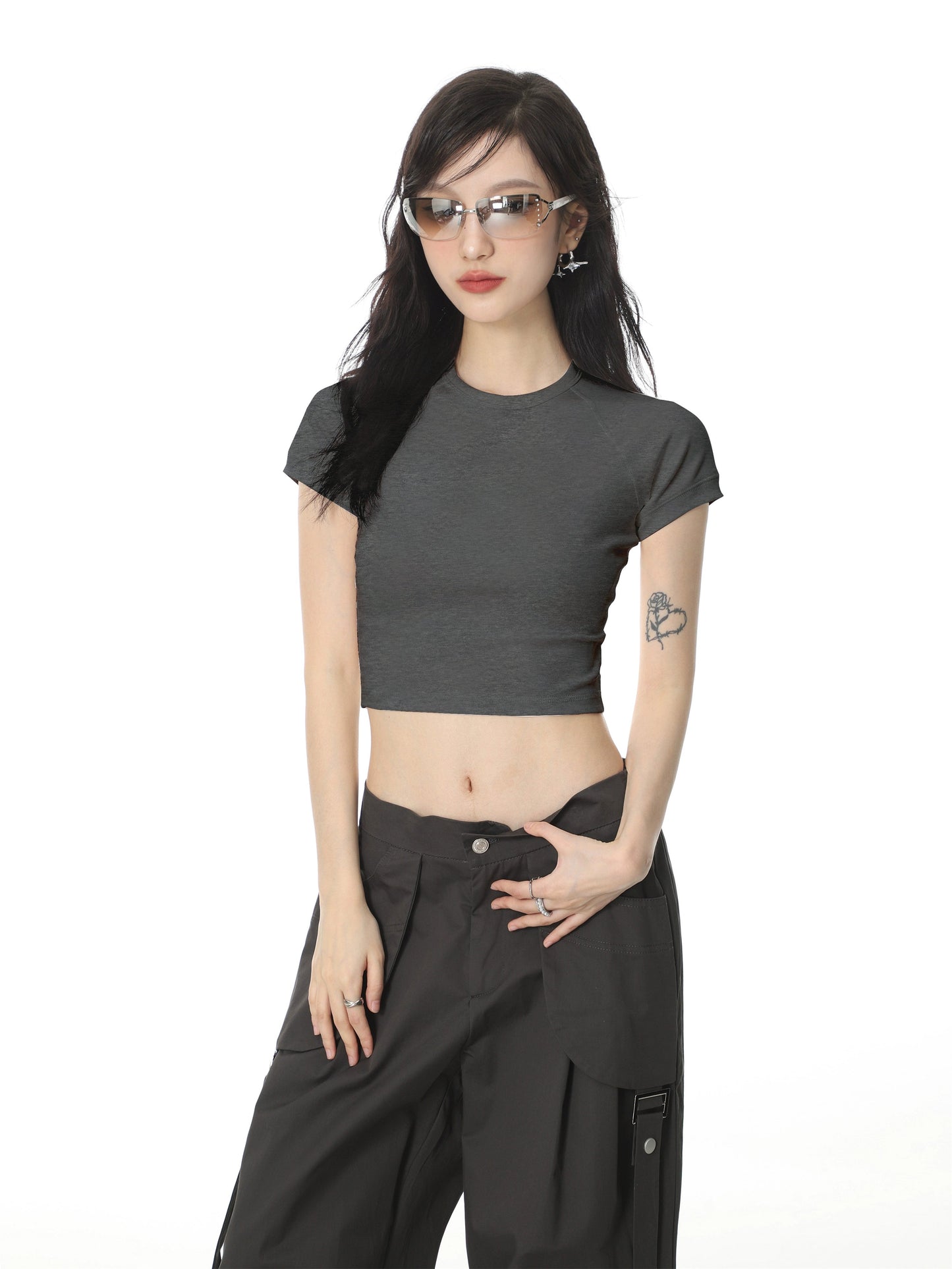 Color Regular Shoulder Short Sleeve T-shirt