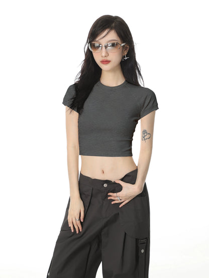 Color Regular Shoulder Short Sleeve T-shirt
