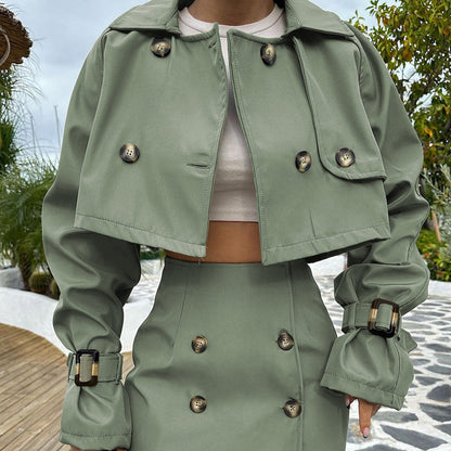 Autumn Clothing High Grade British Short Work Clothes Coat Hip Skirt Retro Set