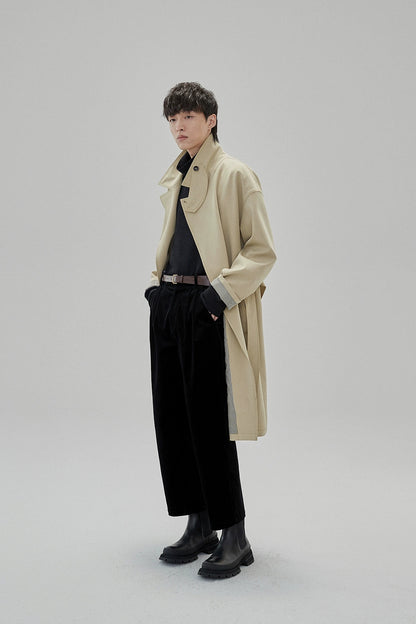 Wide Waist Tab Double-pleated Relaxed Cropped Pants