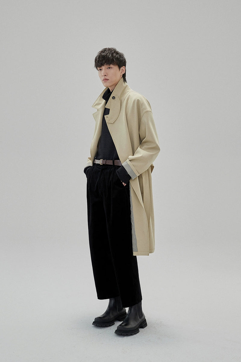 Wide Waist Tab Double-pleated Relaxed Cropped Pants