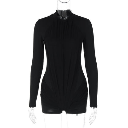 Clothing Winter Color Slim Zipper Long Sleeve Jumpsuit