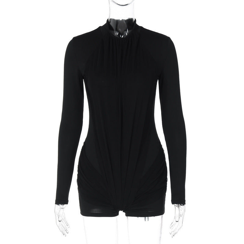 Clothing Winter Color Slim Zipper Long Sleeve Jumpsuit