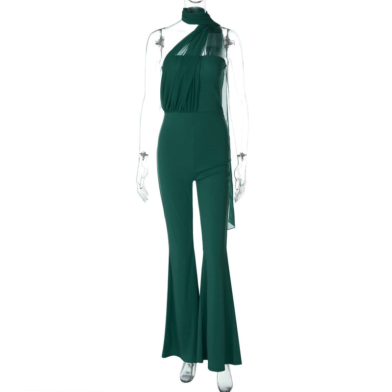 Wear Summer Slim Tube Top Halter Ribbon Jumpsuit