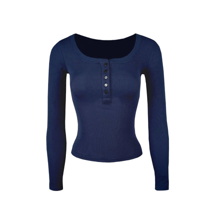 U-neck Slim-fit Long-sleeve T-shirt