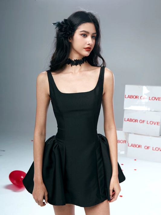 Off-the-shoulder Black Mini Dress