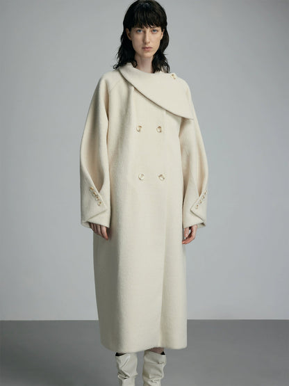 Oversized Cream Wool Winter Coat