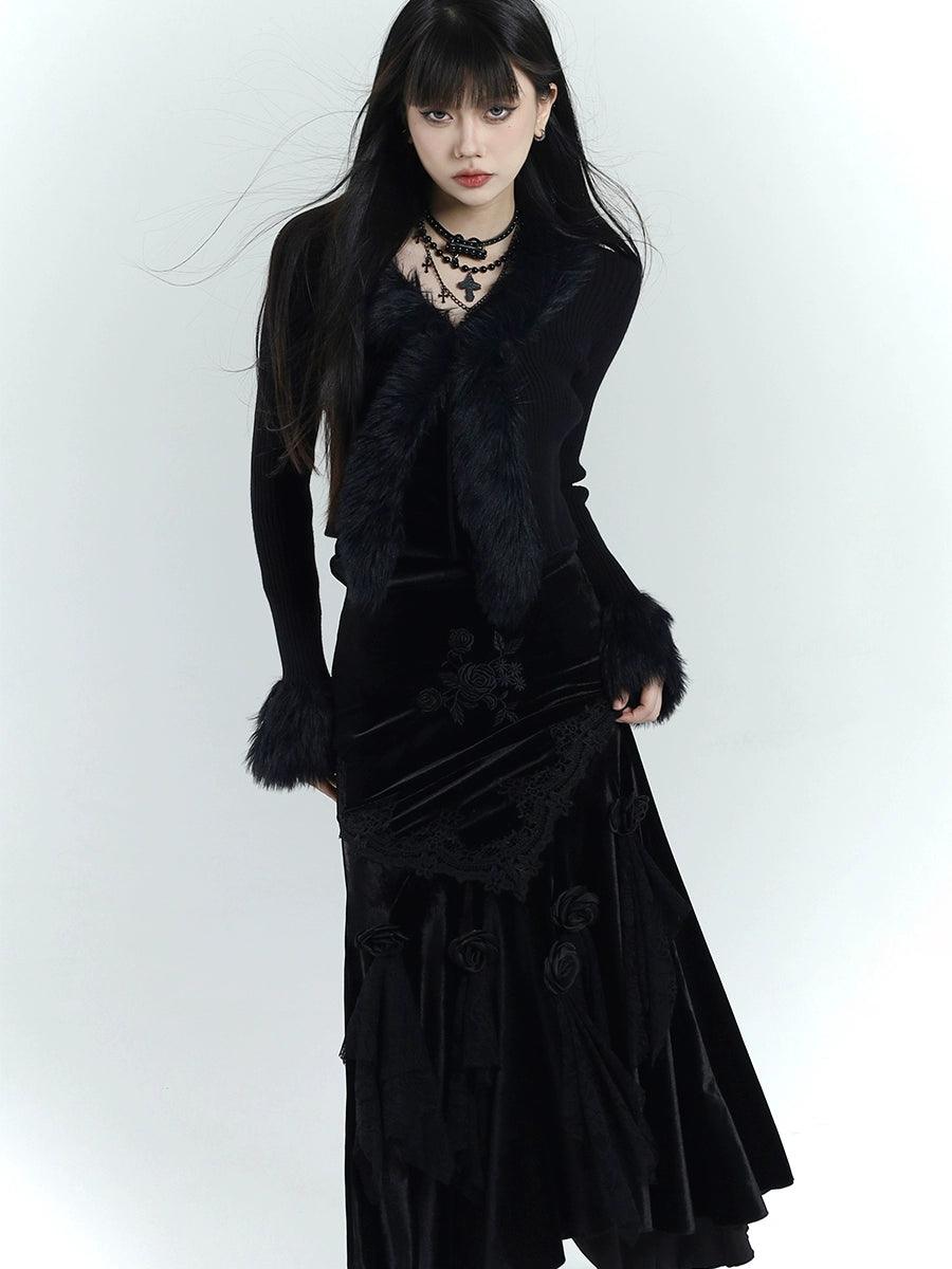 Ladyghost Gothic Velvet Maxi Dress