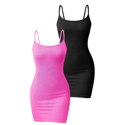 Clothing Dress Rib Sleeveless Tight Braces Coat Dress