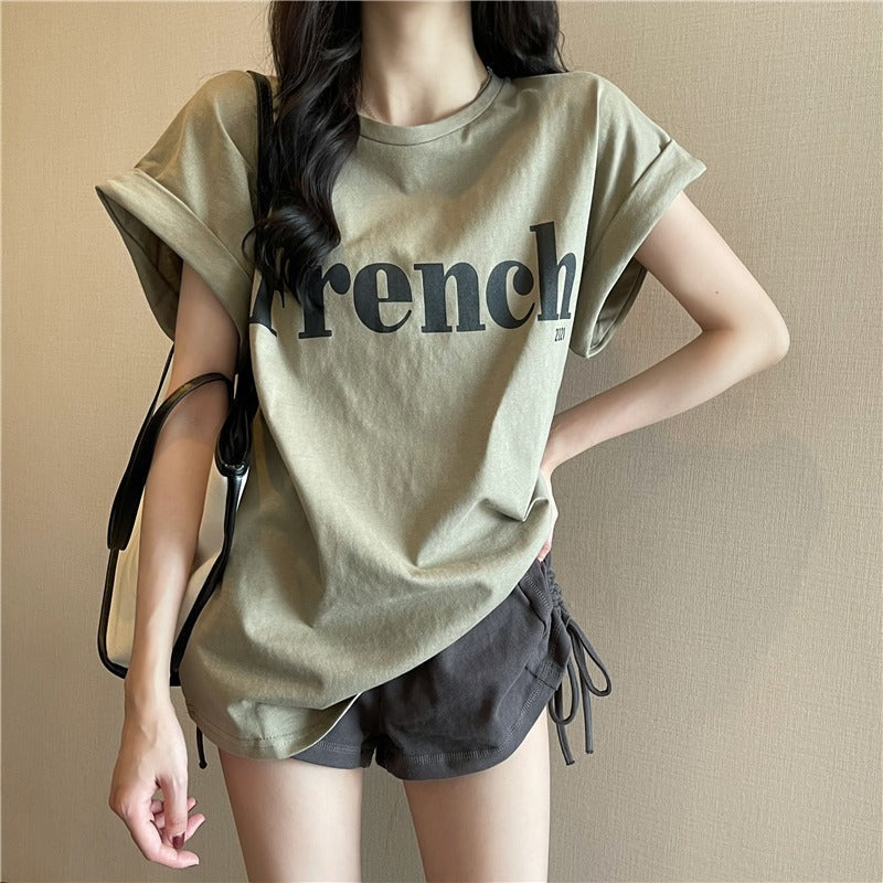 Drop Shoulder Short Sleeve T-shirt Loose