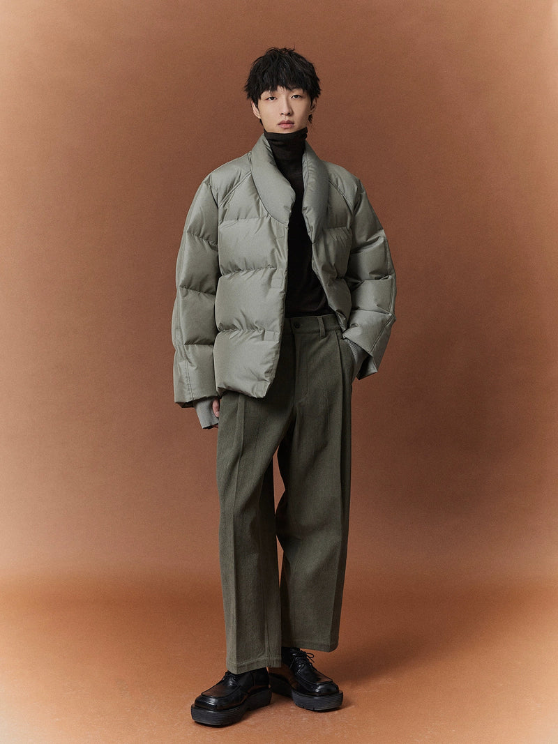 Relaxed Wide-leg Slightly Stretchy Cropped Pants