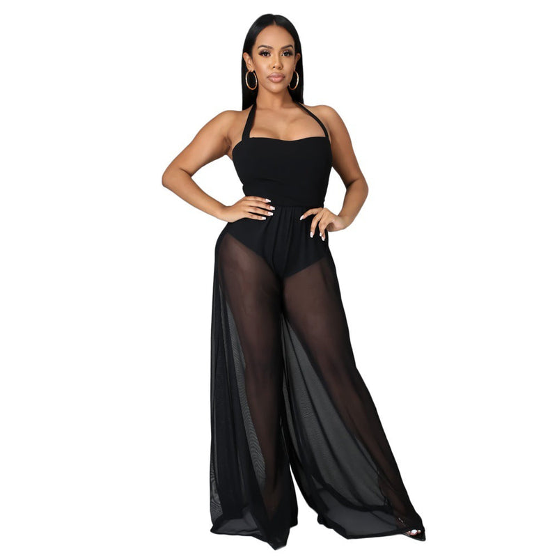 Color Chiffon Sling Jumpsuit