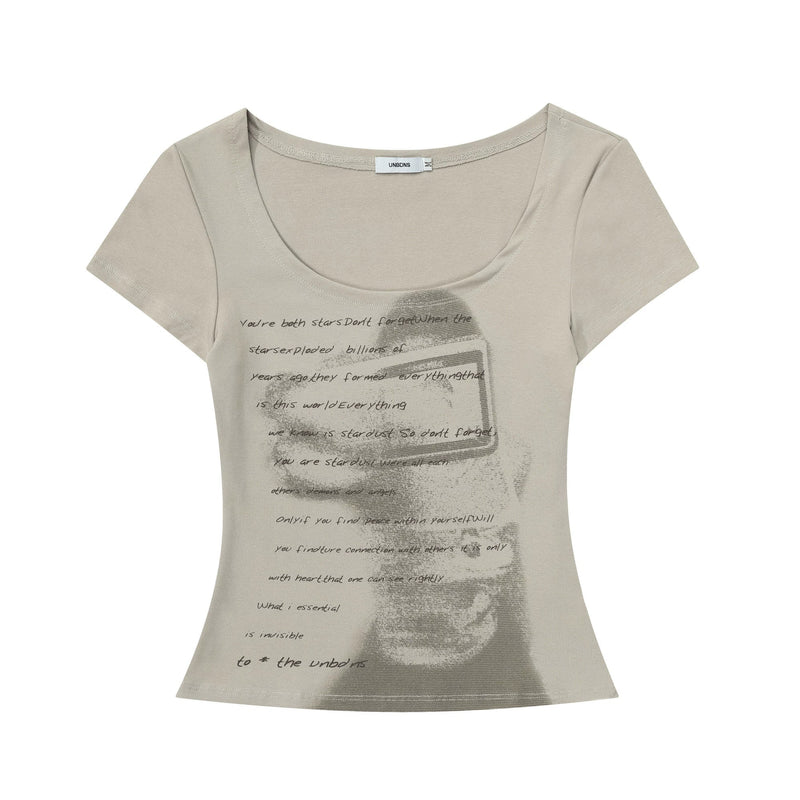 Text and Shadow Print Short Sleeve T-shirt
