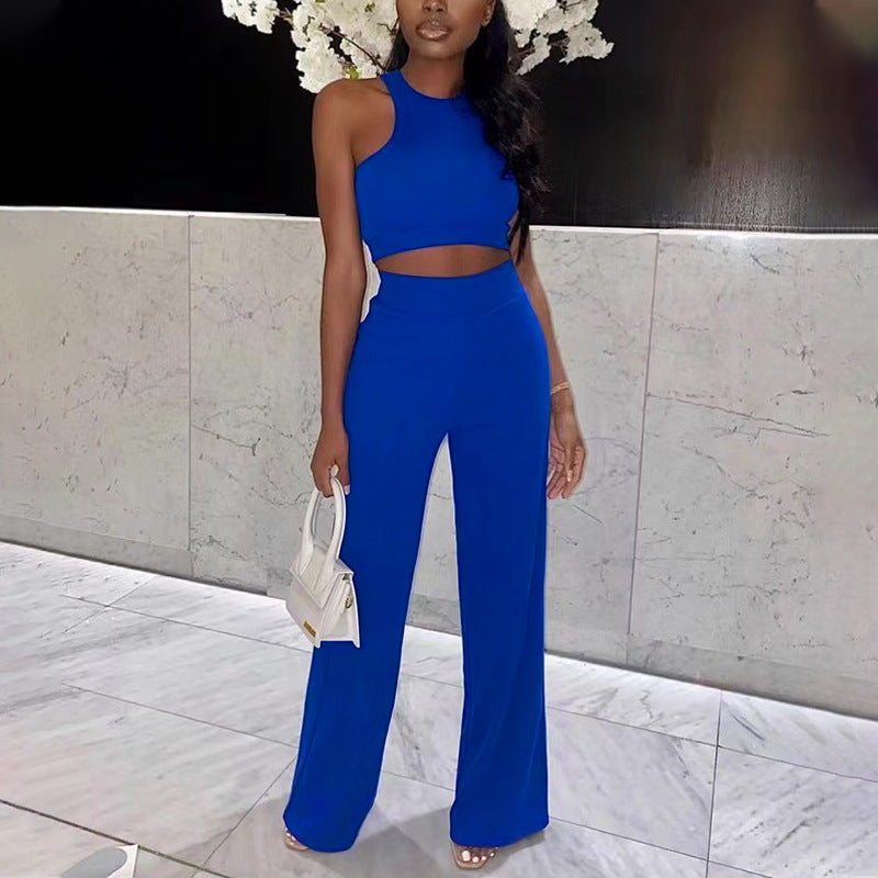 Summer Pants Suit Color Office Sleeveless Vest Pants Two Piece Suit