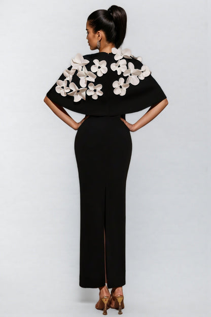 Elma Black 3d Maxi Dress