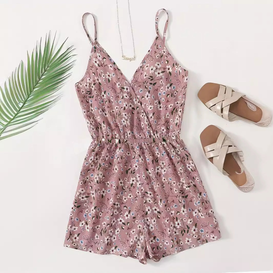 Clothing Thin Looking Suspenders Fitted Waist Jumpsuit Shorts