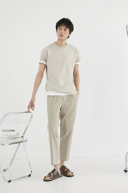 Elastic Waist Wide-leg Cropped Pants