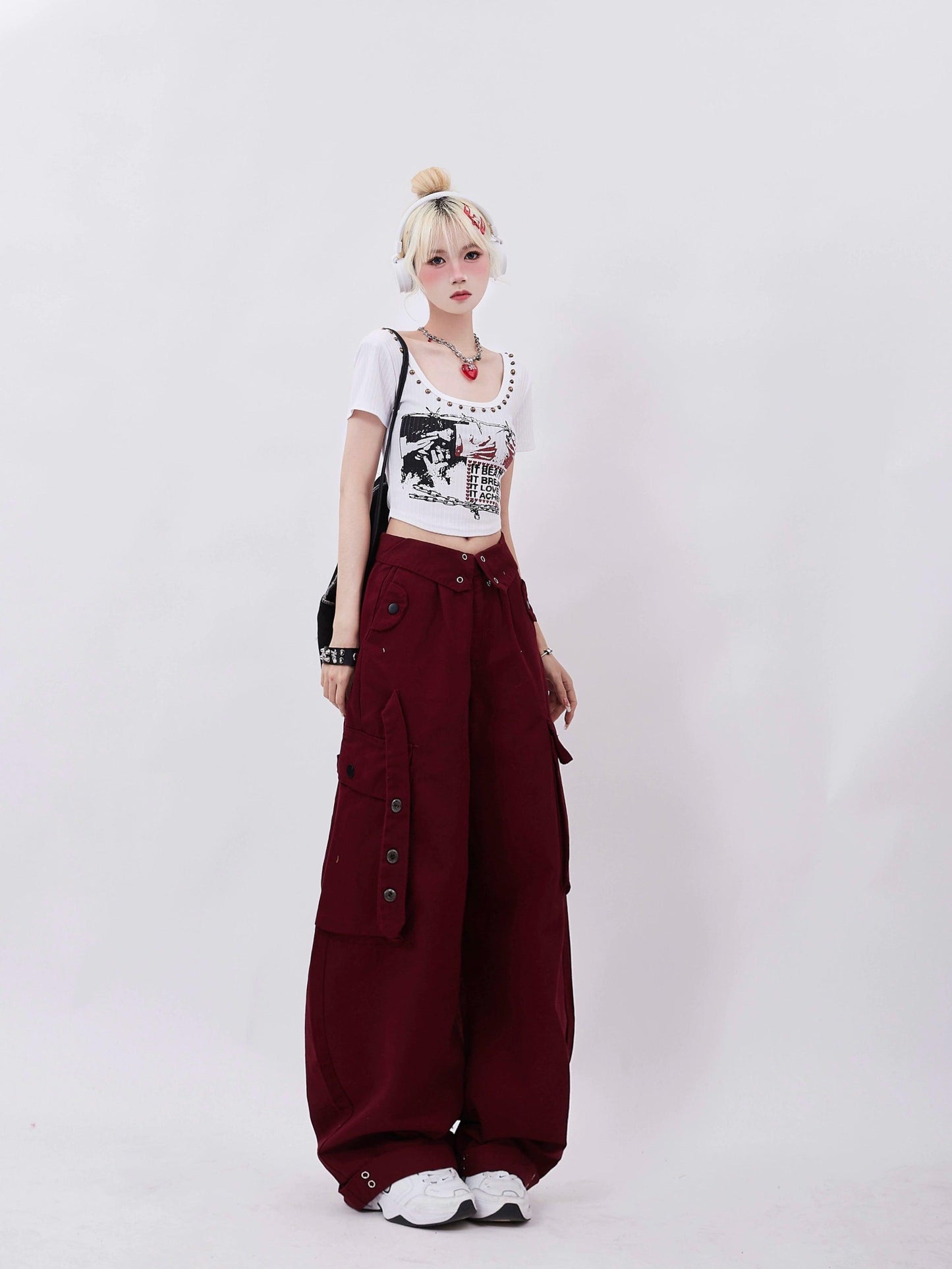 Rayohopp Ultra Wide-leg Cargo Pants - High-waisted Balloon Trousers With Multi-pocket Design (multiple Colors)