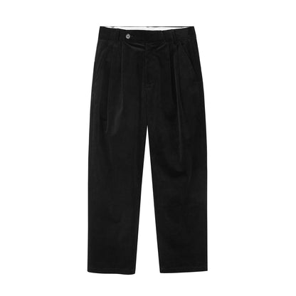 Wide Waist Tab Double-pleated Relaxed Cropped Pants