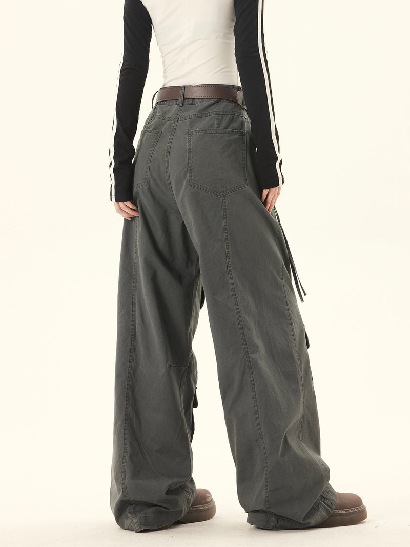 Multi-utility Pocket Wide-leg Cargo Pants